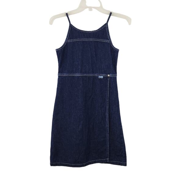 Guess Girls Denim Jean Dress Size 10 Dark Blue Sleeveless Dress, 100% Cotton - Picture 1 of 4